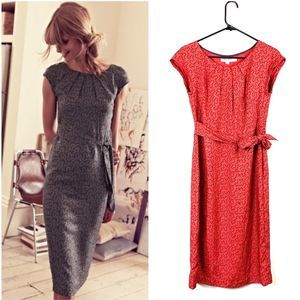 Boden Natalie Red Silk Midi Dress-6L